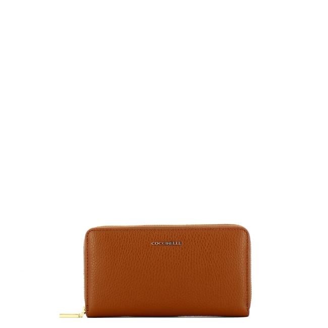 Coccinelle Portafoglio Metallic Soft Large Zip Around Cognac - 1