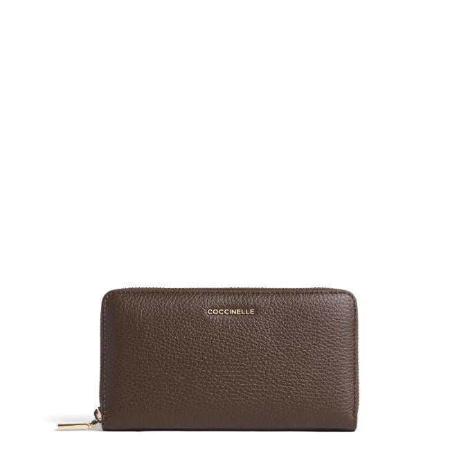 Coccinelle Portafoglio Metallic Soft Large Zip Around Brunette - 1