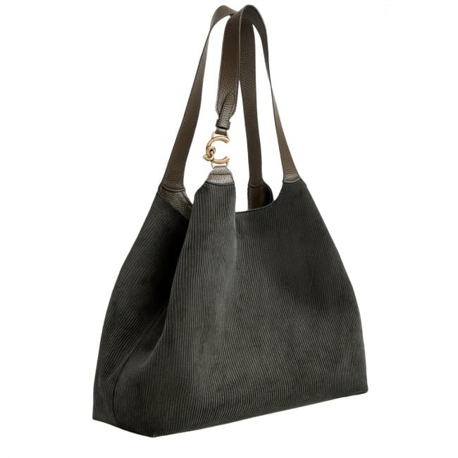 Coccinelle Borsa a spalla C-Easy corduroy Large Fango - 2