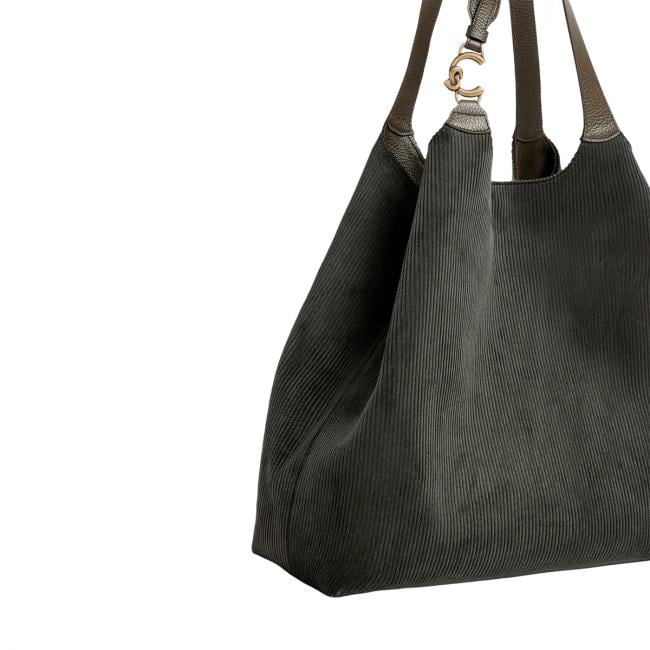 Coccinelle Borsa a spalla C-Easy corduroy Large Fango - 3