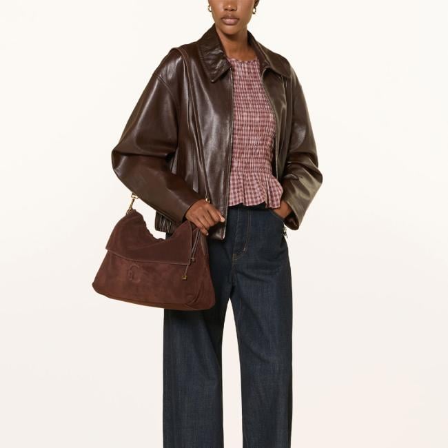 Coccinelle Borsa a spalla Lidia Suede Medium Brunette - 2