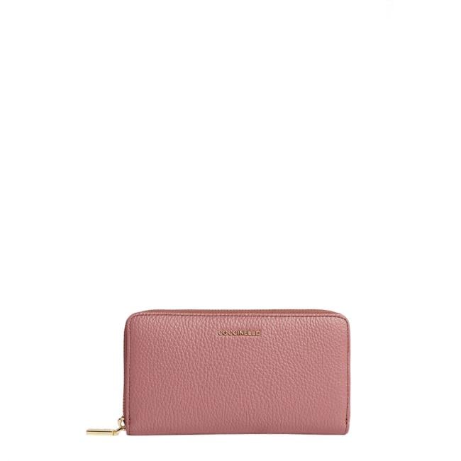 Coccinelle Portafoglio Metallic Soft Large Zip Around Winter Rose - 1