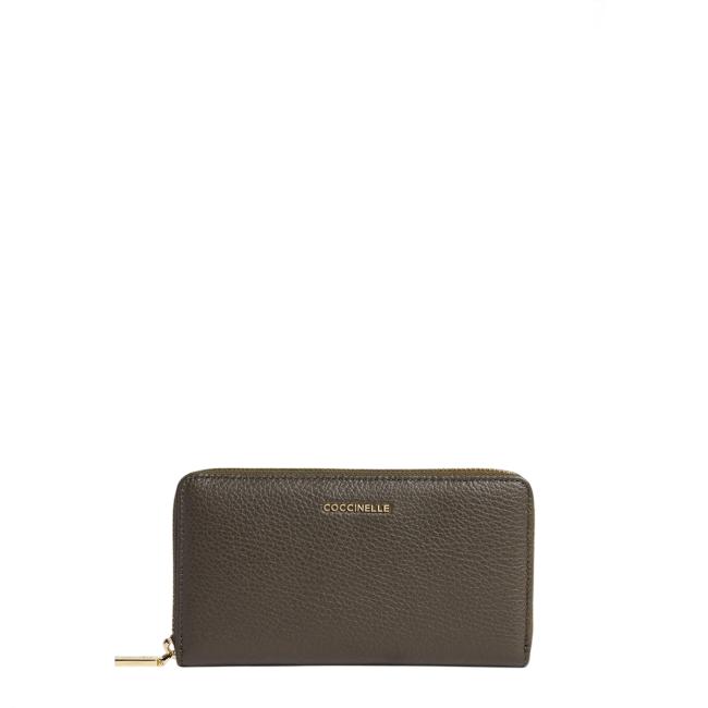 Coccinelle Portafoglio Metallic Soft Large Zip Around Fango - 1