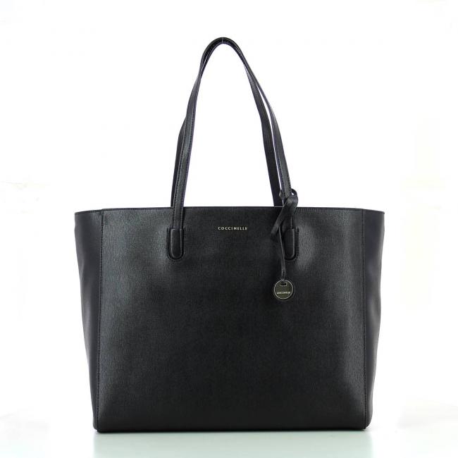 Shoulderbag in leather Saffiano-NOIR-UN