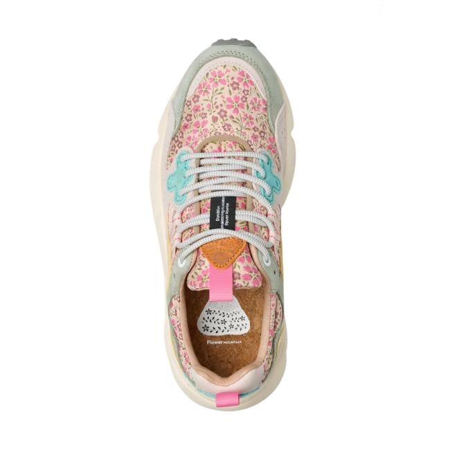 Flower Mountain Sneakers Donna Yamano 3 Suede/Nylon Leo Sage Pink Yellow - 3