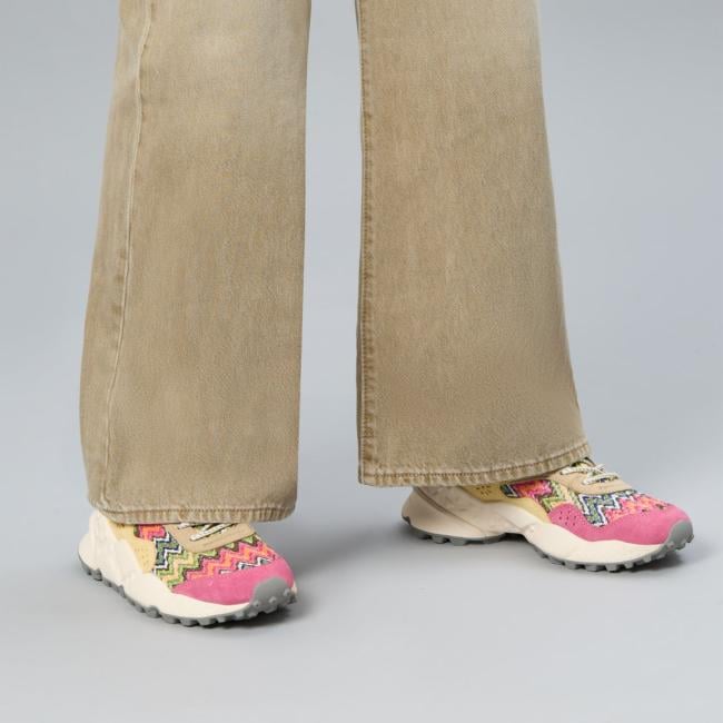 Flower Mountain Sneakers Donna Koketsu Suede/Weave Fuchsia Azure Yellow - 2
