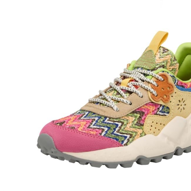 Flower Mountain Sneakers Donna Koketsu Suede/Weave Fuchsia Azure Yellow - 4