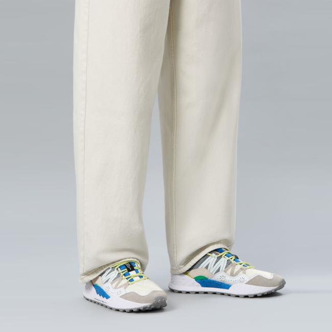 Flower Mountain Sneakers Uomo Washi Suede/Nylon Grey White Azure - 6