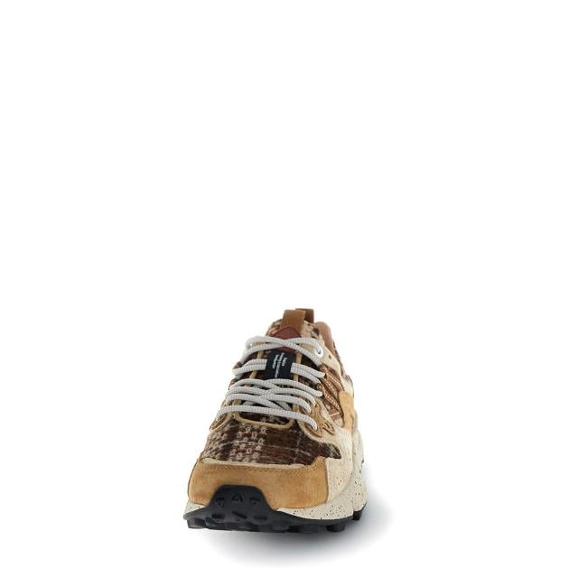 Flower Mountain Sneakers Donna Yamano 3 Suede/Fabric Checked Light Brown Cream Brown - 4