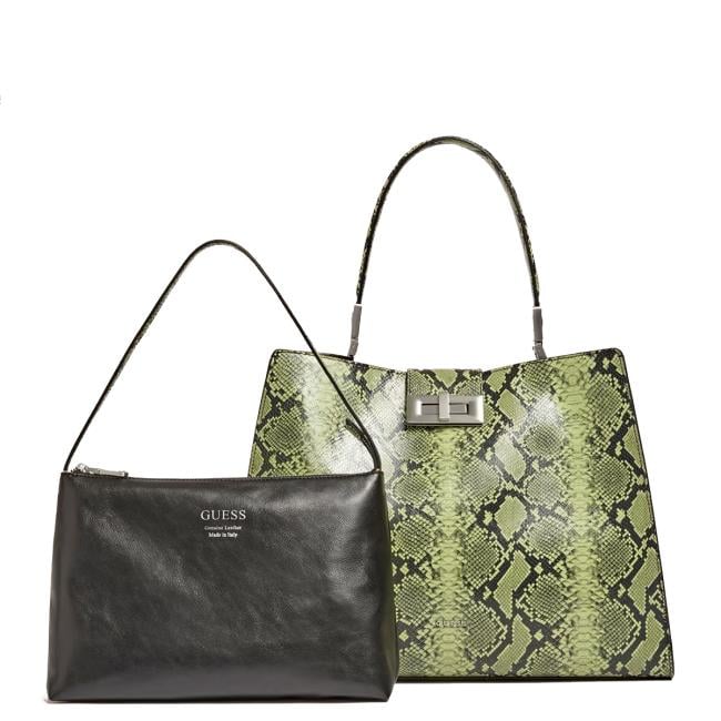 Guess Borsa a mano Monia in pelle pitonata Sage Green - 3