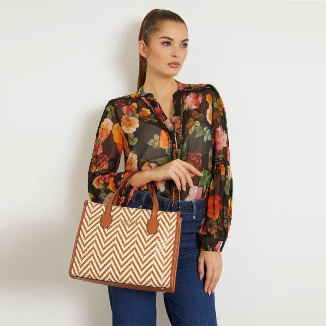 Guess Borsa a mano Silvana rafia Cognac - 2
