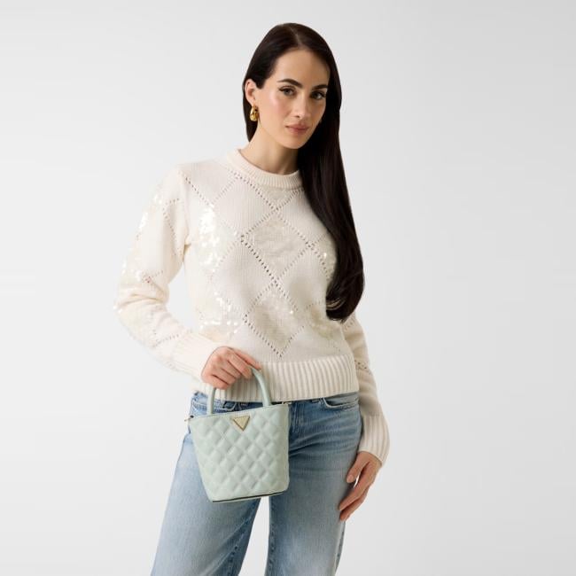 Guess Mini Borsa a secchiello Giully Light Sage - 5