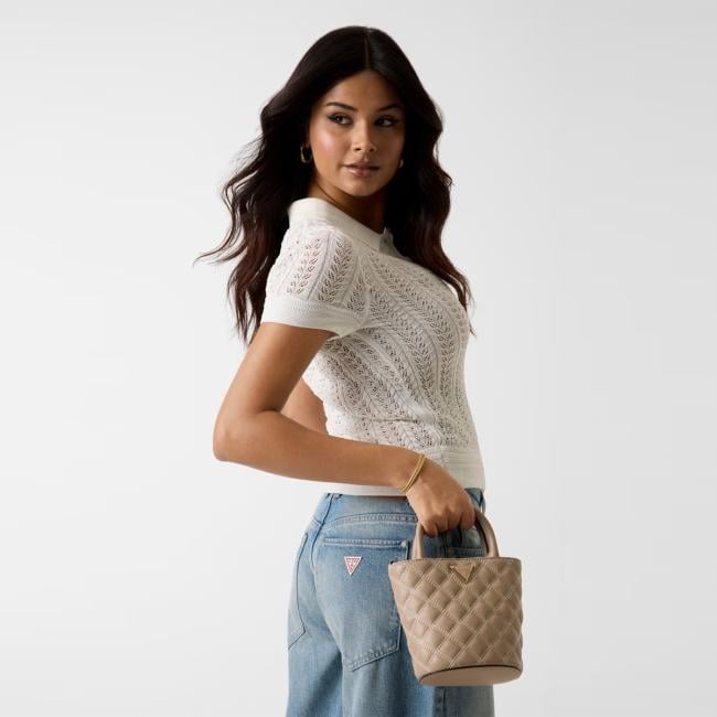 Guess Mini Borsa a secchiello Giully Pale Mocha - 6