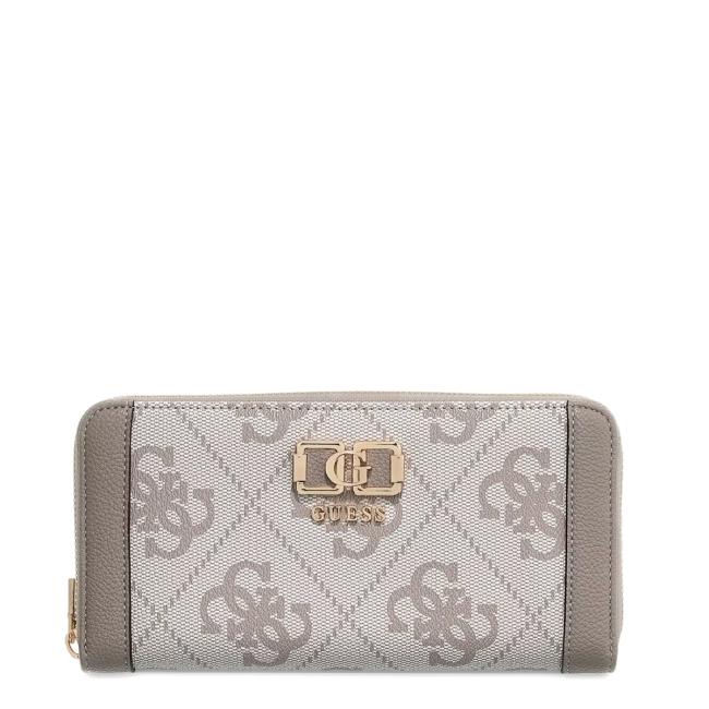 Guess Portafoglio Karnilla Zip Around Dark Taupe Logo - 1