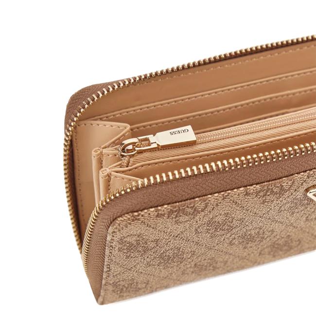 Guess Portafoglio Laurel II Large Zip Around Latte Logo - 3