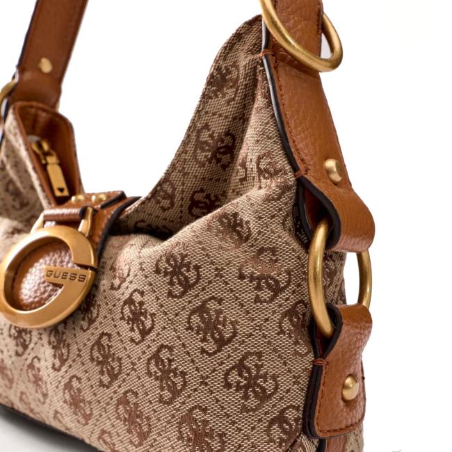 Guess Mini Borsa a spalla Camden Latte Logo Cognac - 4