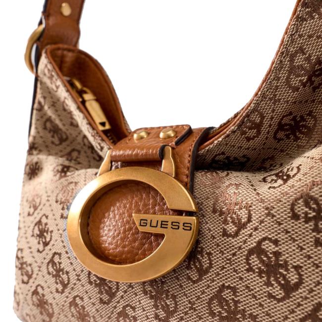 Guess Mini Borsa a spalla Camden Latte Logo Cognac - 5