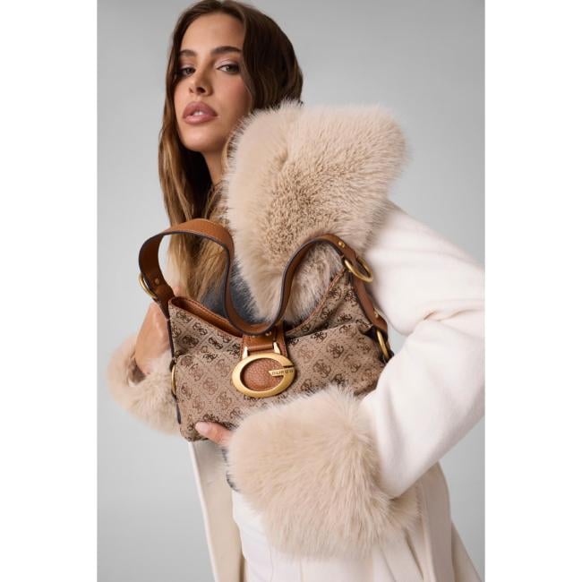 Guess Mini Borsa a spalla Camden Latte Logo Cognac - 8