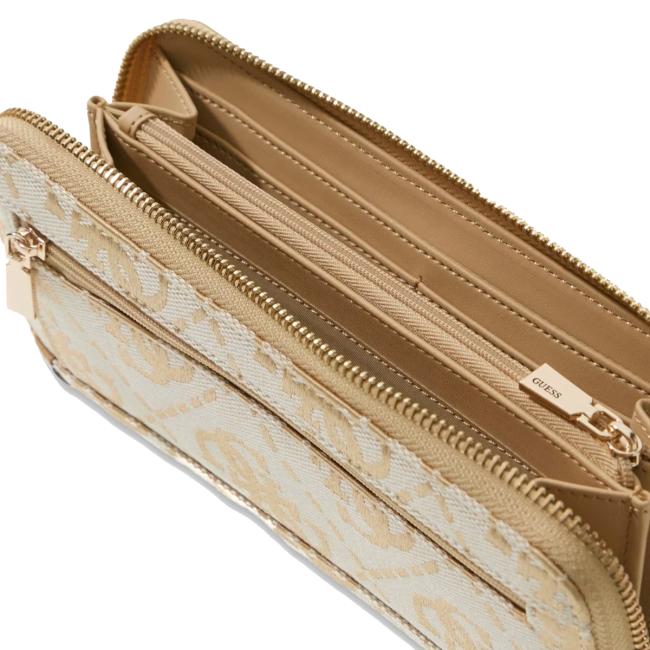 Guess Portafoglio Audrey Zip Around Beige Logo - 3