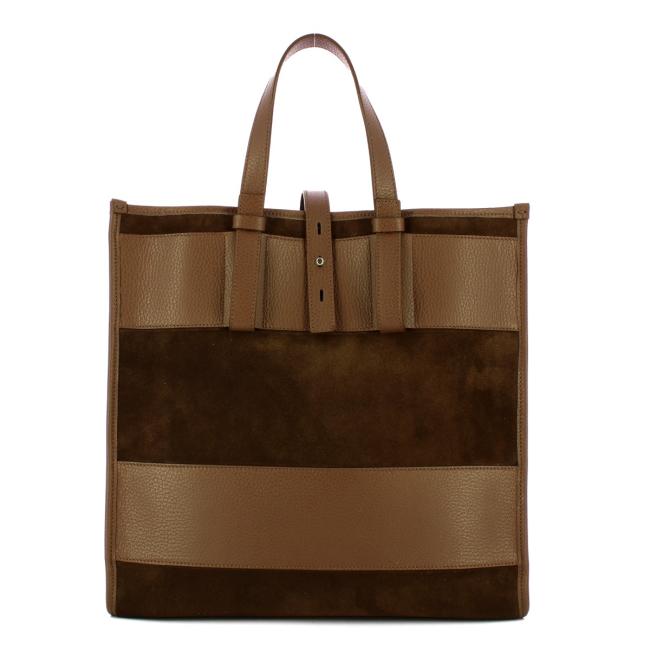 Iuntoo Shopper Grande Camoscio Essenziale Fango - 3