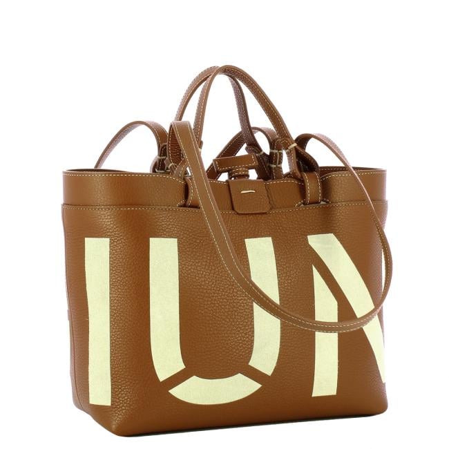Iuntoo Shopping Sibilla Piccola Logo Cuoio+Panna - 2