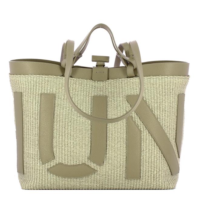 Iuntoo Shopping Sibilla Media Logo Raffia Cappuccino+Cappuccino - 1