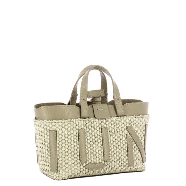 Iuntoo Sibilla Mini Logo Raffia Cappuccino+Cappuccino Shopping Bag - 2