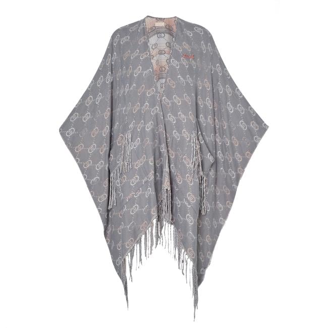 Liu Jo Poncho con Logo Jacquard Grey Cloud - 1