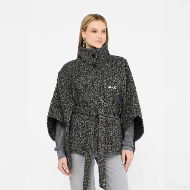 Liu Jo Poncho con cintura Nero Bianco - 2