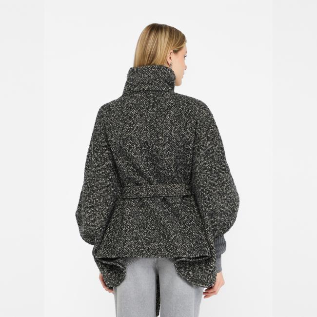 Liu Jo Poncho con cintura Nero Bianco - 3