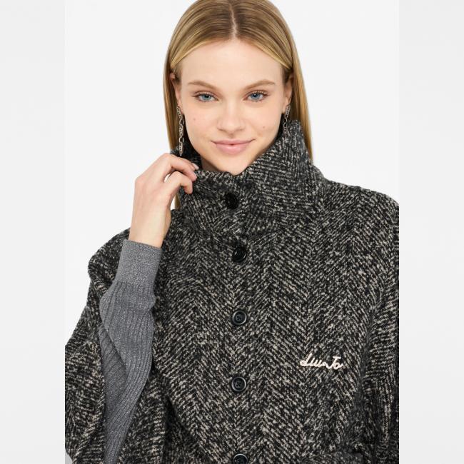 Liu Jo Poncho con cintura Nero Bianco - 5
