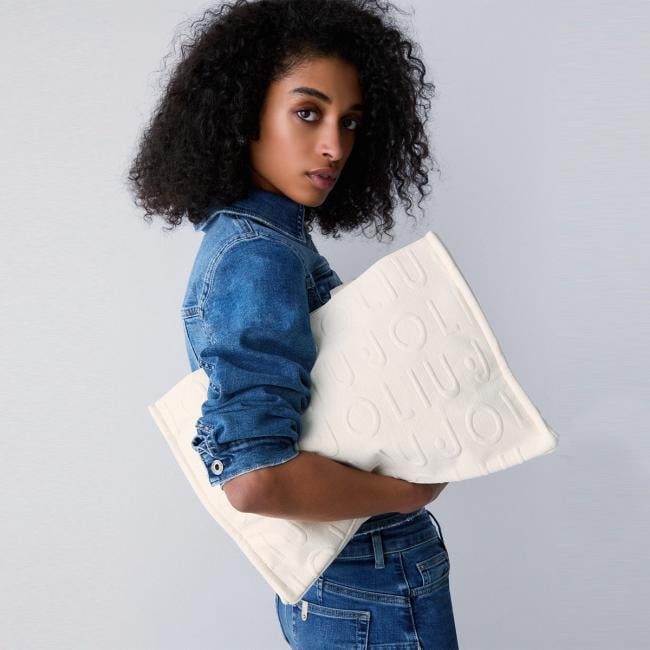 Liu Jo Shopping Bag Large in maglia White Cream - 7