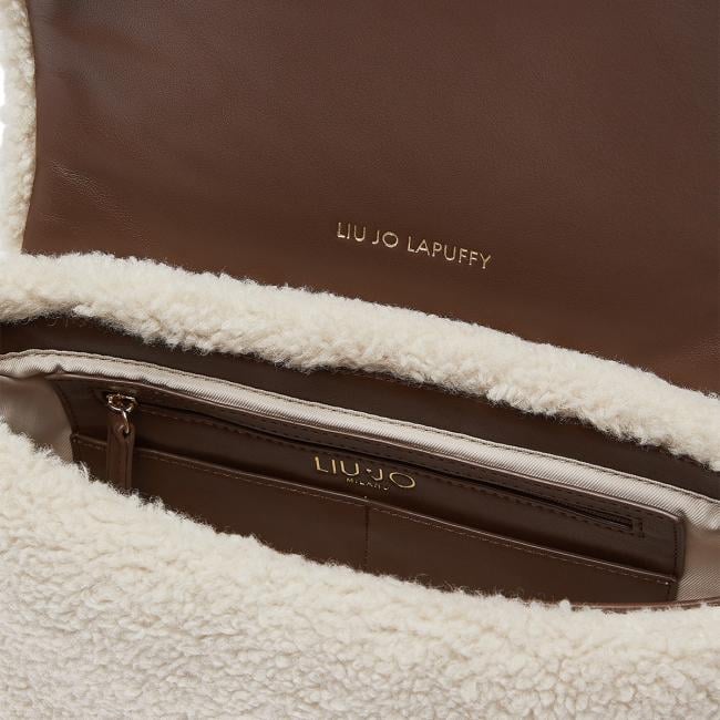 Liu Jo Sottospalla LaPuffy Medium in eco shearling Cream - AF6148E1163 X0459 - 7