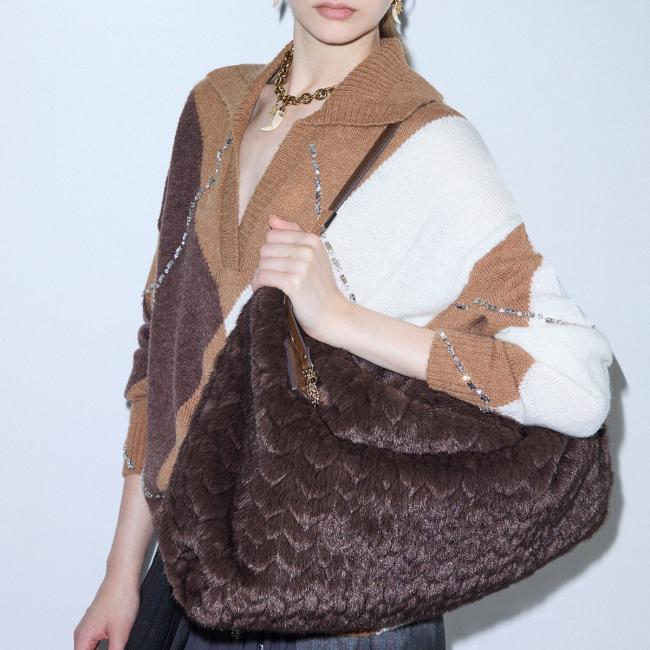 Liu Jo Foulard bag in pelliccia Deep Brown - AF6194E1168 91419 - 2