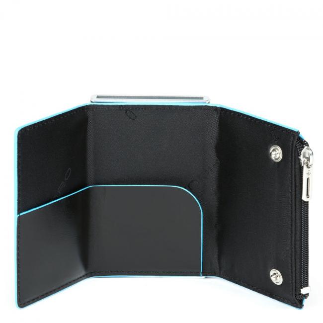Porta carte di credito con Sliding System con portamonete e banconote RFID  Blue Square NERO Piquadro