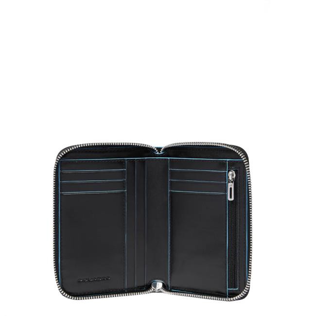 Piquadro Portafoglio Piccolo Blue Square Zip Around Nero - 4