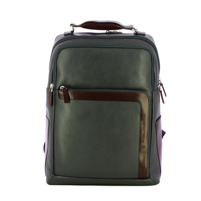 Piquadro Zaino Porta PC in pelle 15.6 Blu Marrone - 1