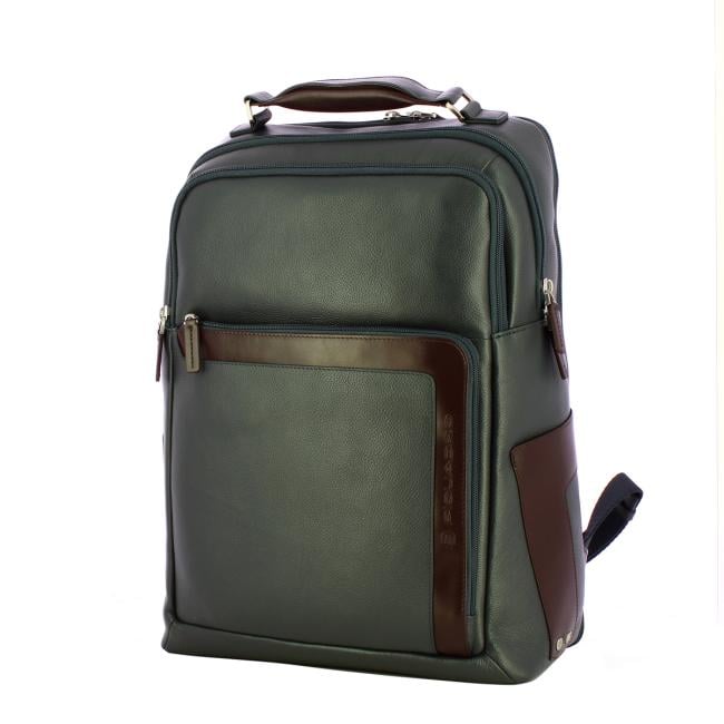 Piquadro Zaino Porta PC in pelle 15.6 Blu Marrone - 2