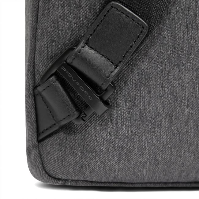 Piquadro Borsello Porta Tablet Mini Brief 2 in tessuto riciclato Grigio Nero - 6
