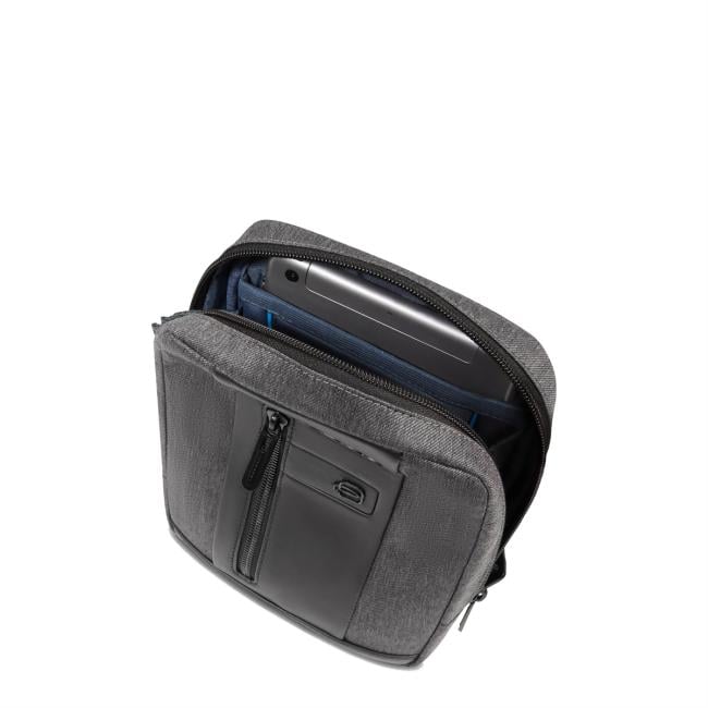Piquadro Borsello Porta Tablet Mini Brief 2 in tessuto riciclato Grigio Nero - 8