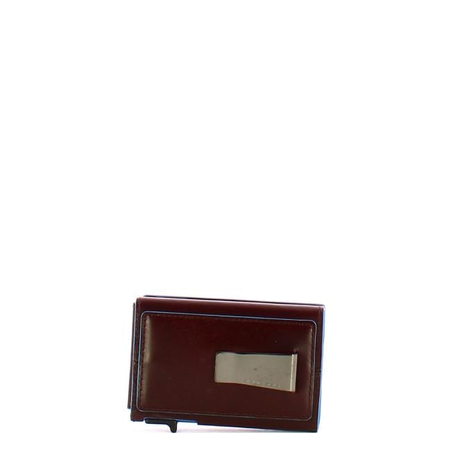 Piquadro Porta Carte Sliding System Blue Square Mogano - 2