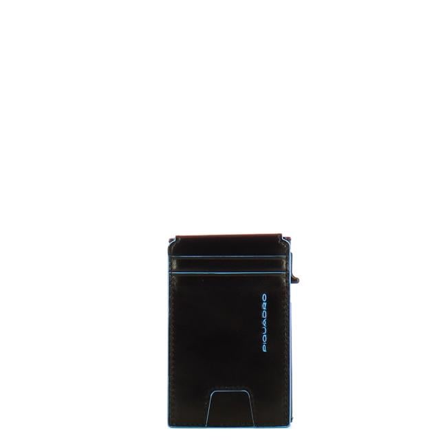 Piquadro Porta Carte Sliding System Blue Square Nero - 1