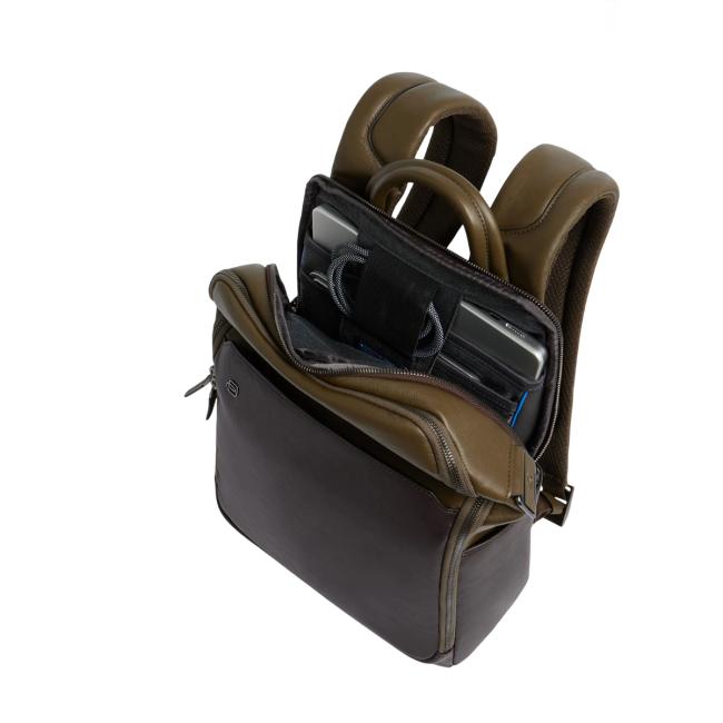 Piquadro Zaino Porta PC Black Square 14" Verde Testa Di Moro - 3