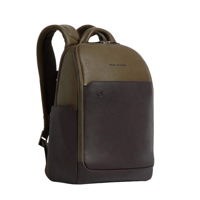 Piquadro Zaino Porta PC Black Square 14" Verde Testa Di Moro - 5