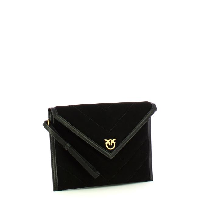Pinko Pochette Flat Suede Nero Limousine Matt Gold - 2