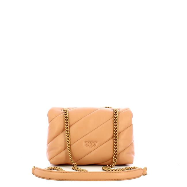 Pinko Mini Borsa a tracolla Love Puff Maxi Quilt Rosa Toast Antique Gold - 3