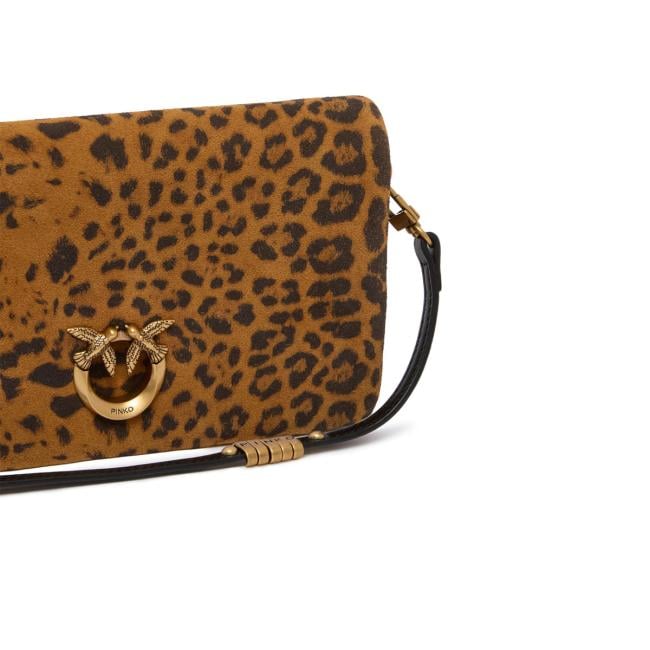 Pinko Mini bag Click Soft Horizontal Maculato Marrone Antique Gold - 3