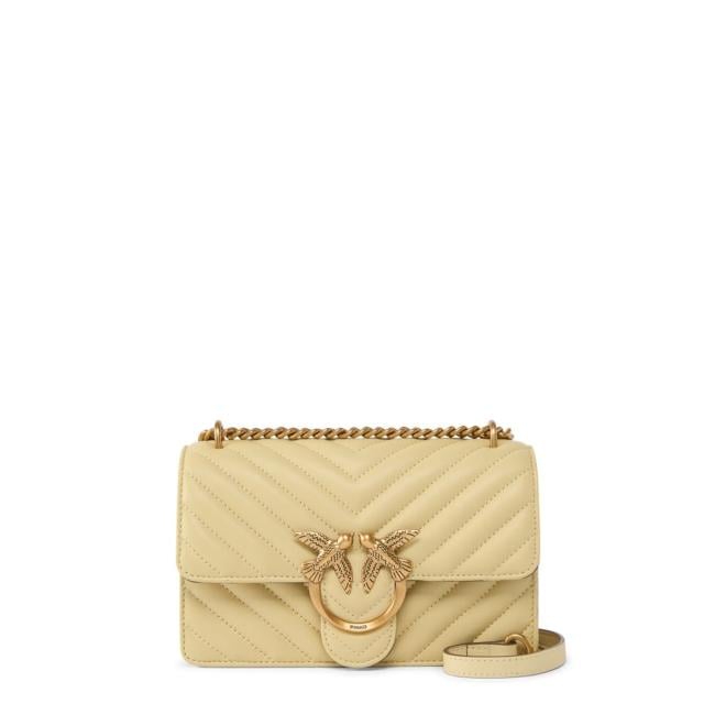 Pinko Mini Borsa a tracolla Love One Giallo Vaniglia Antique Gold - 1