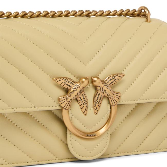 Pinko Mini Borsa a tracolla Love One Giallo Vaniglia Antique Gold - 3