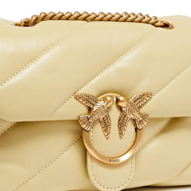 Pinko Mini Borsa a tracolla Love Puff Maxi Quilt Giallo Vaniglia Antique Gold - 3